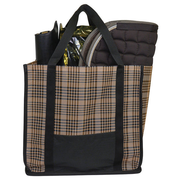Large Mesh Plaid Tote Bag